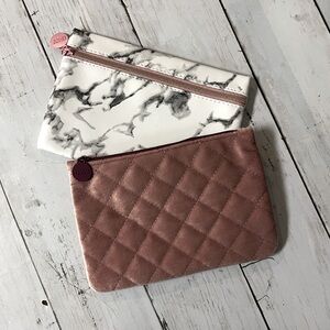Ipsy Coordinating Cosmetic Bag Bundle, Set of 2, Velvet Rose & White Marble